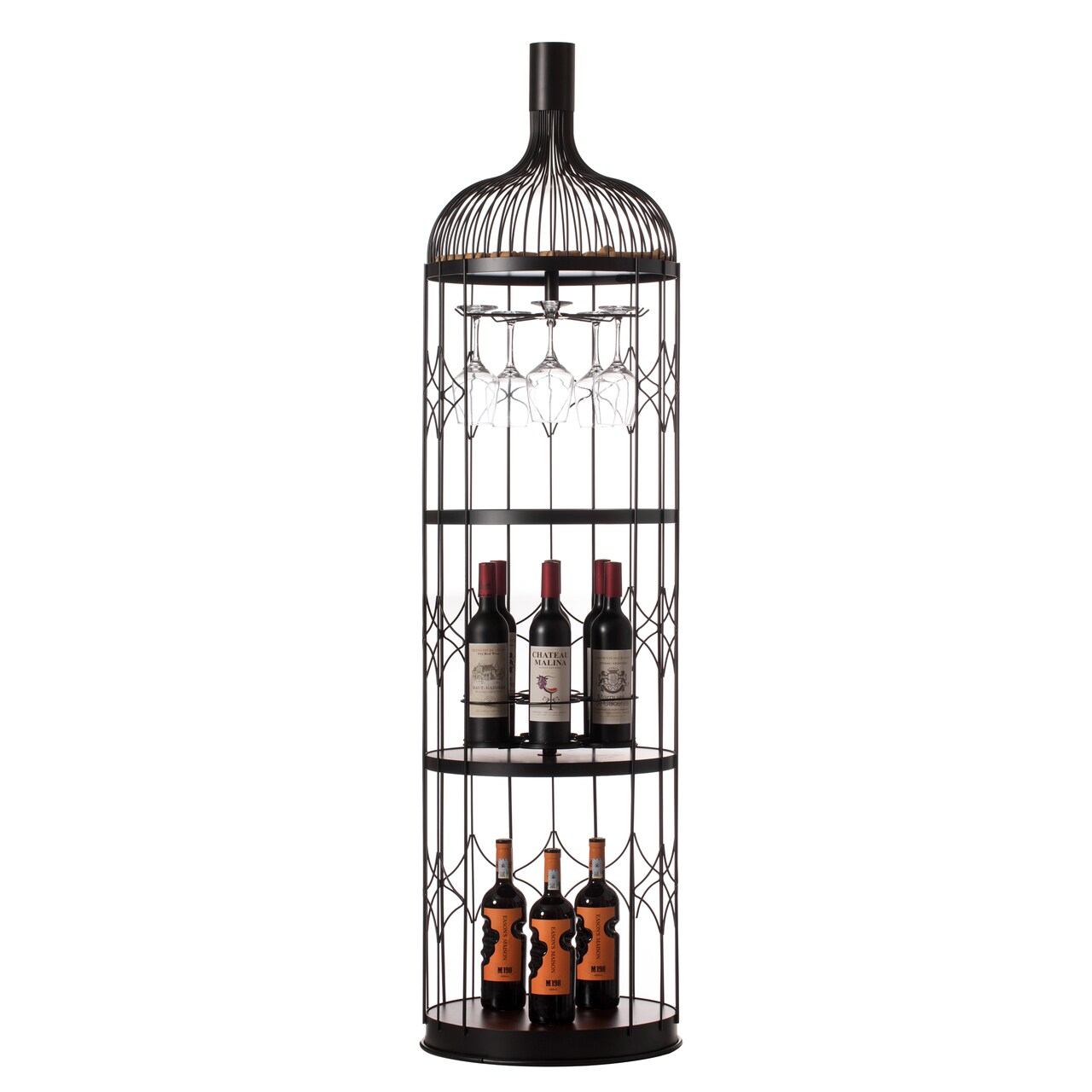 Creative Bottle Shaped Black Wine Holder Rack Holder for Dining Room, Office, and Entryway
